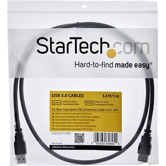 StarTech.com Câble d'extension noir SuperSpeed USB 3.0 A vers A 1 m - M/F