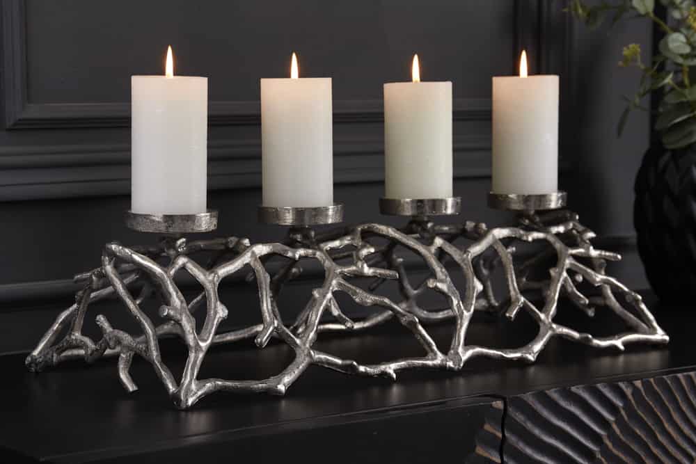 Eleganter Kerzenhalter ABSTRACT 60cm silber für 4 Kerzen