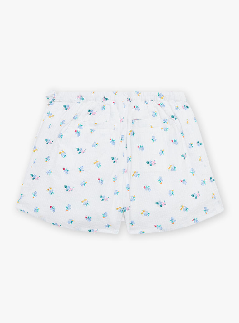 Jupe short blanche à imprimé fleuri