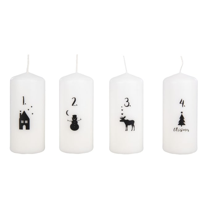 Adventskerzen-Set mit Zahlen - ca. 11 x 4,8 cm - 4 Stück
