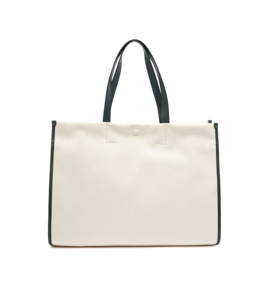 Bolsa tote Lacoste com logotipo bege contrastante