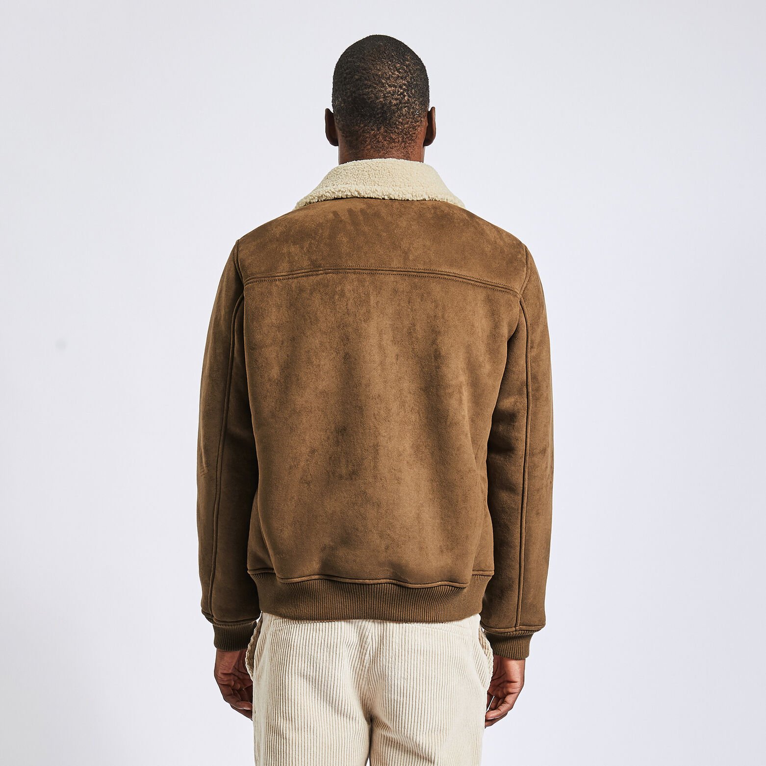 Blouson aspect velours col et doublure moutonné Camel