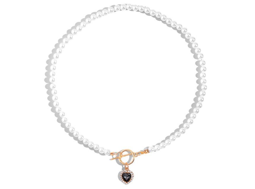 Gemsha - Kunstparelketting met strass-hartjes en hart