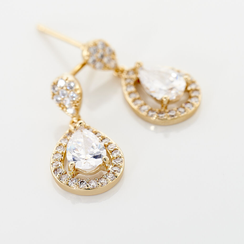 Boucles D'oreilles Pendantes Brigita Plaqué Or Jaune Oxyde