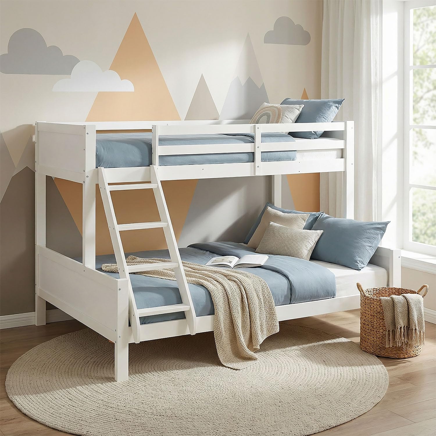 Homestyle4u Kinderbett 90x200 und 140x200 Hochbett Jugendbett Etagenbett 2 Kinder inkl. Lattenrost Kiefer Holz Weiß | Artikel 1898