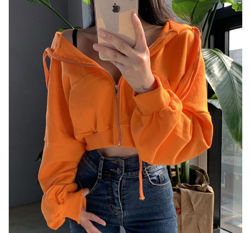 Coris - Effen cropped hoodie met rits