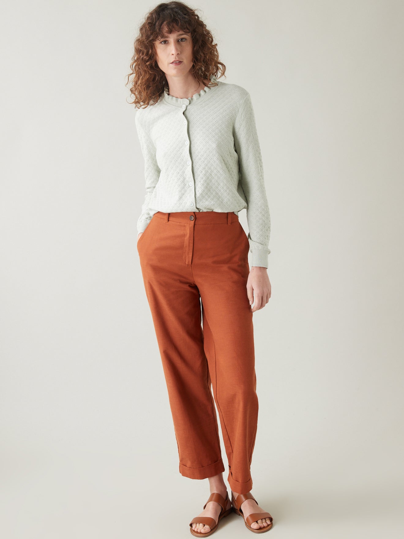 Cardigan col volanté femme