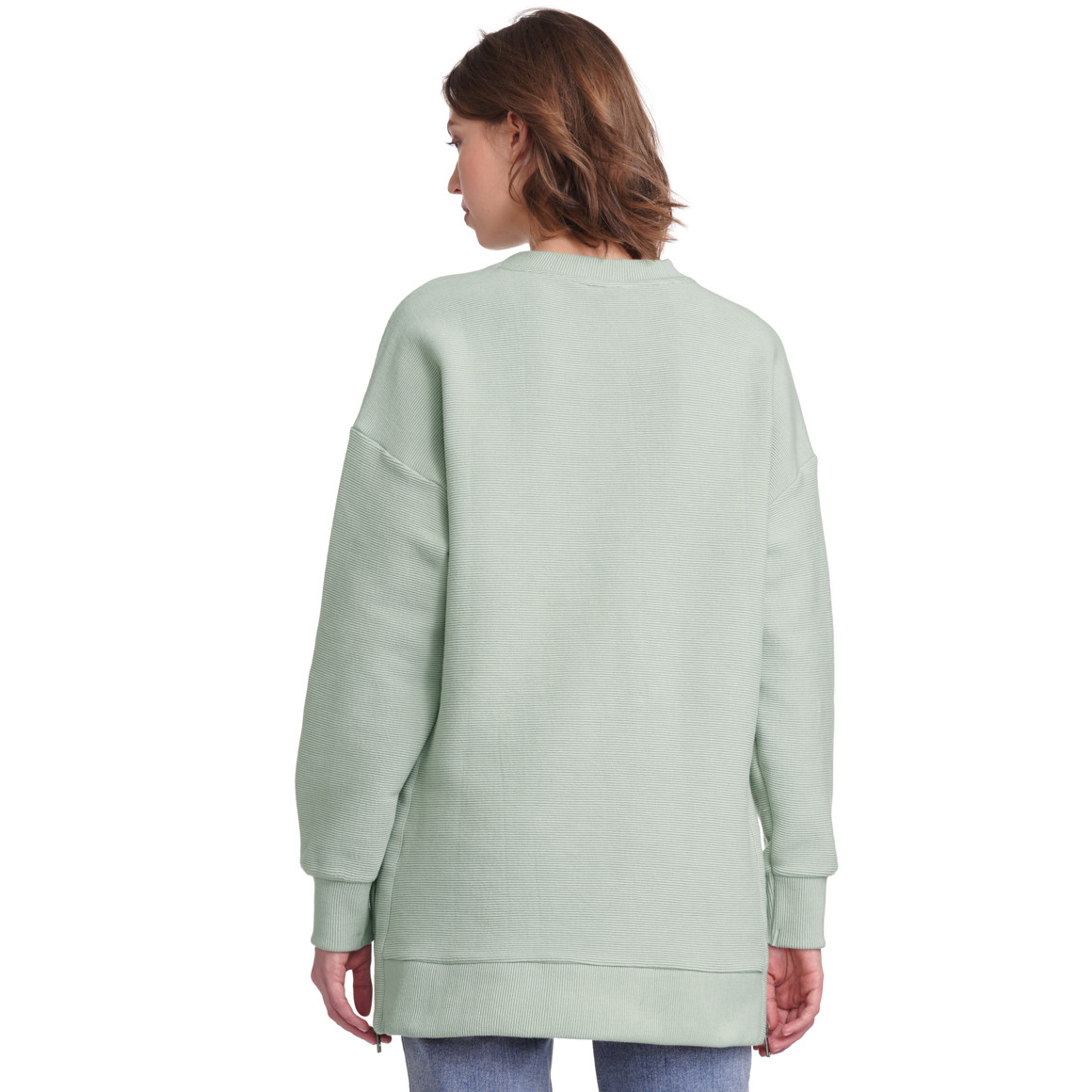 Gina Collection Damen Sweatshirt mit Rippstruktur hellgrün