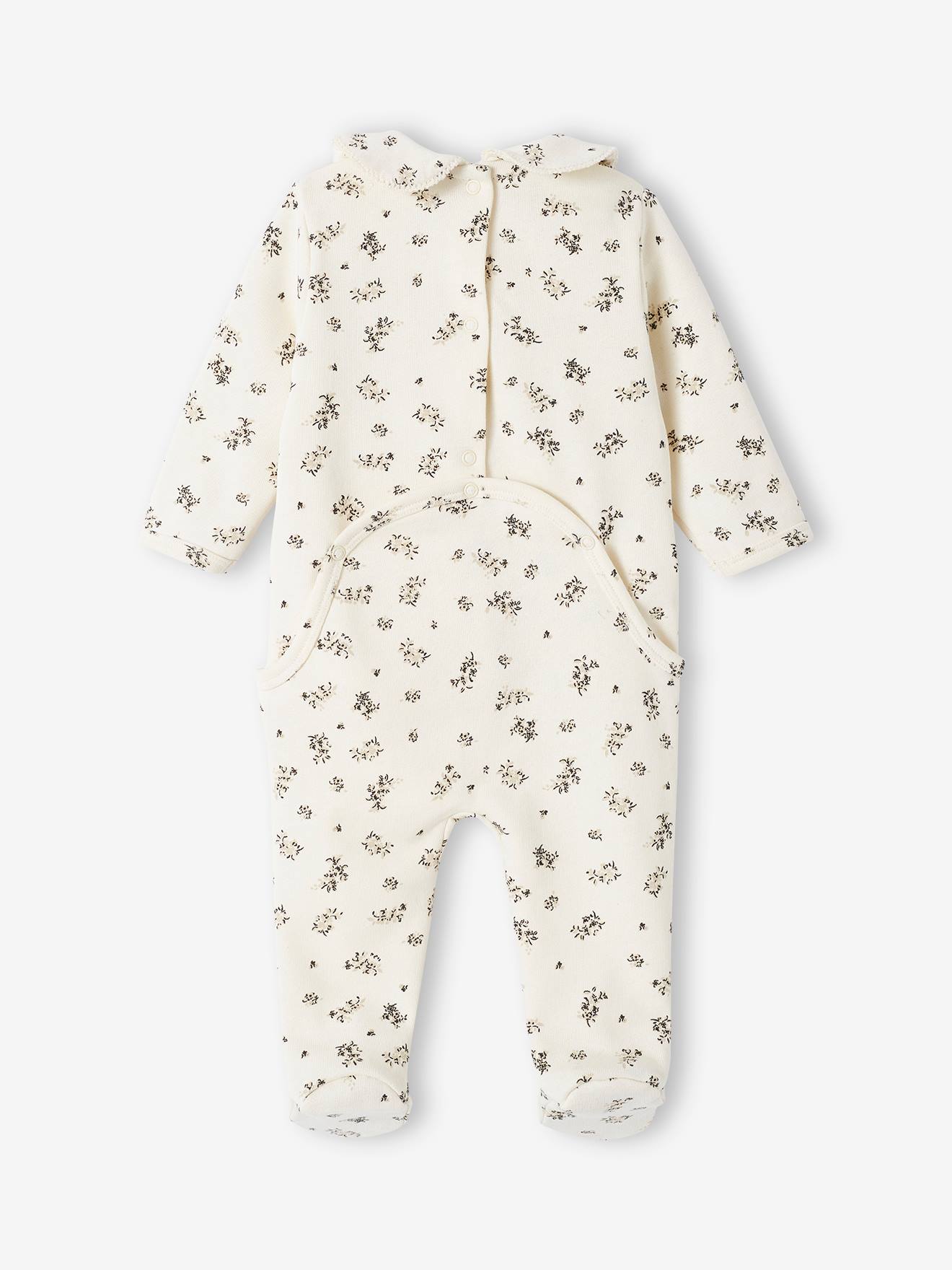 Macacão de pelúcia com estampa floral rústica para bebê