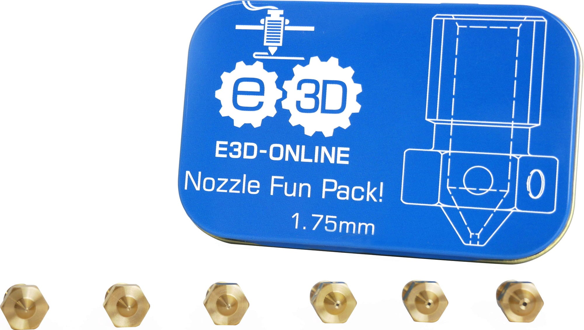 E3D  Düsen Fun Pack, 1,75 mm    Vollständige Sammlung von V6 Messing Düsen
