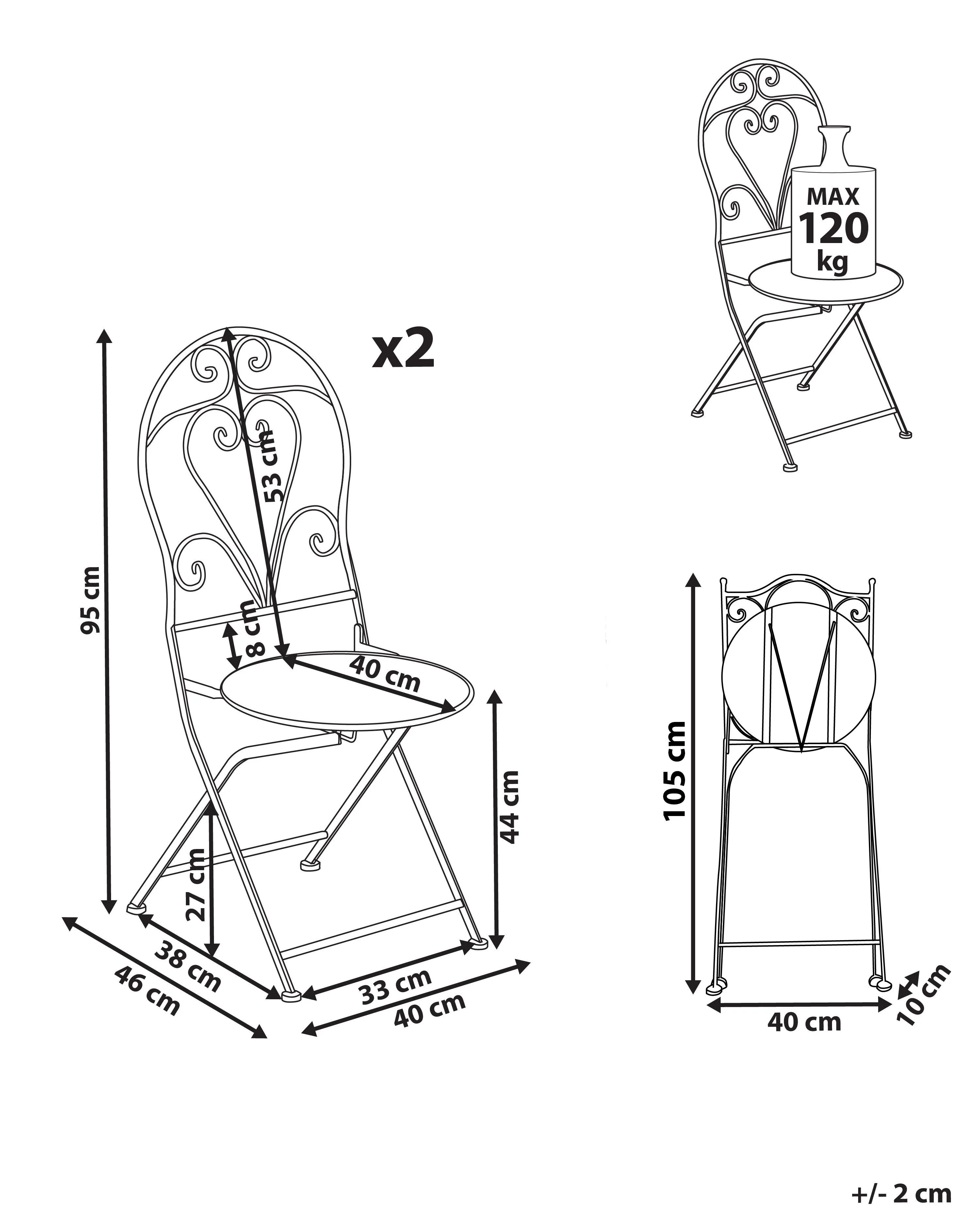 Set van 2 tuinstoelen FOLELLI inklapbaar Metaal Lichtbeige