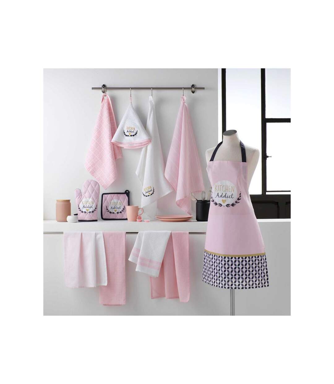 Essuie Main Kitchen Addict 50x50cm Rose