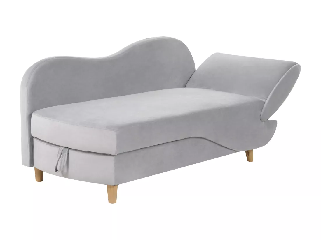 Chaise longue en velours côté droit gris clair