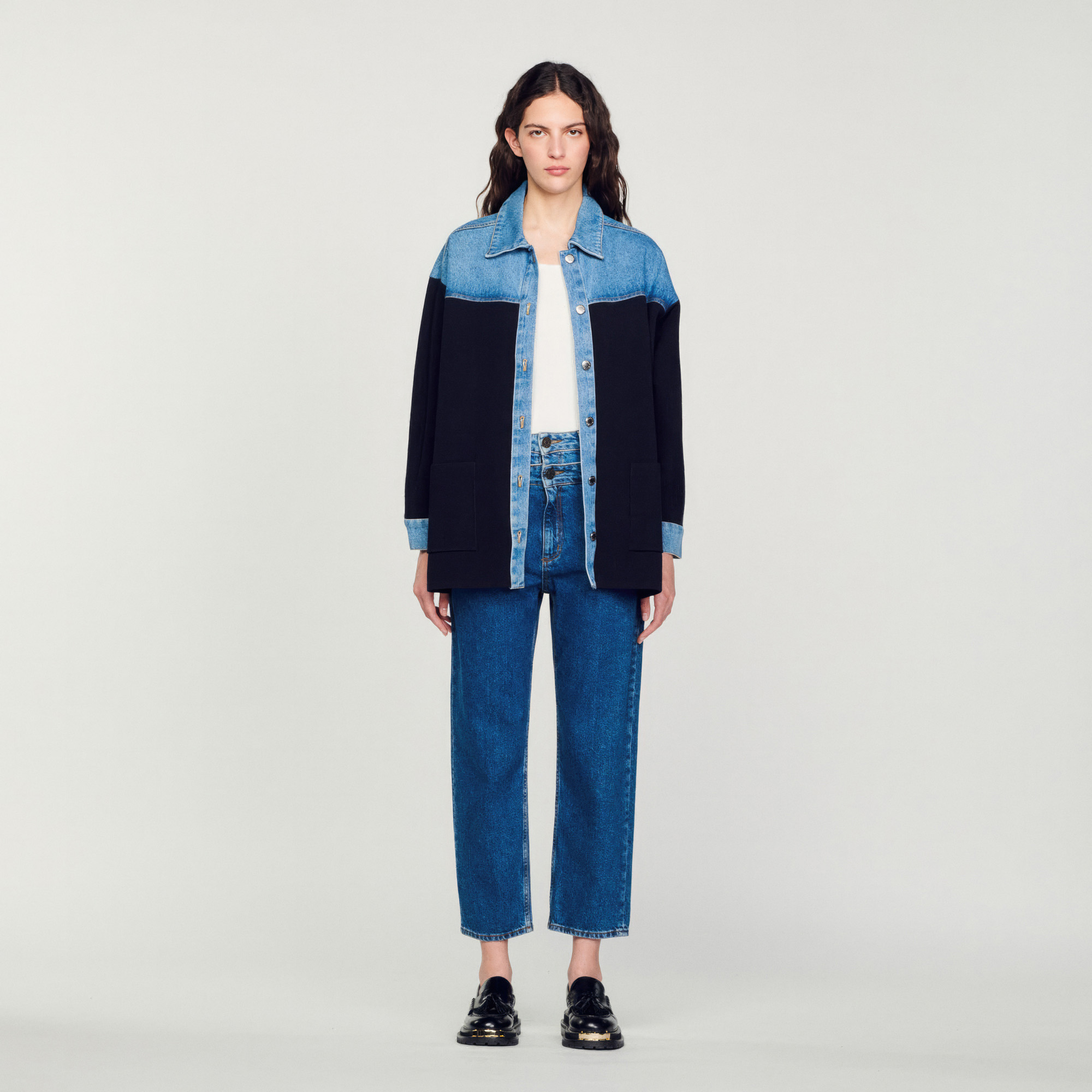 Cardi-coat bi-matiére esprit veste