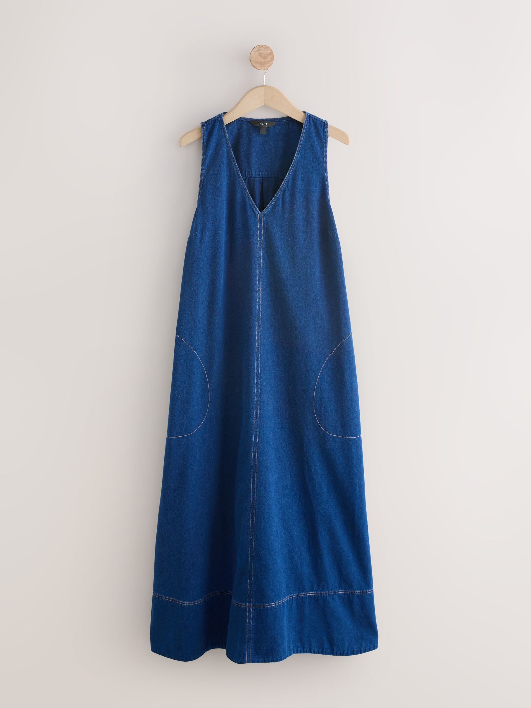 Middenblauw denim - V-Neck Sleeveless Maxi Dress