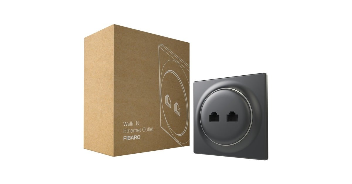 FibaroWalli N Ethernet Outlet aansluiting  (Antraciet)