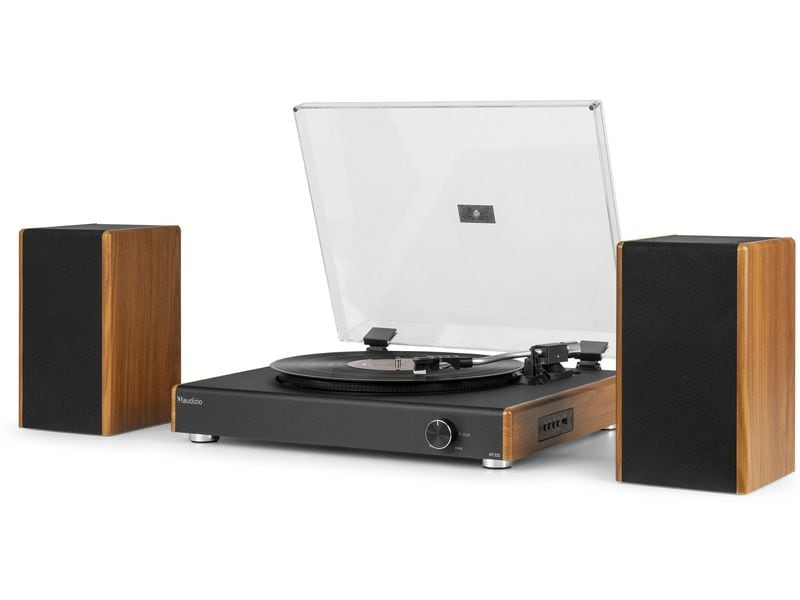 Audizio Plattenspieler RP335 Braun/Schwarz Vintage-Plattenspieler mit zwei Stereolautsprechern mit vollem Frequenzbereich