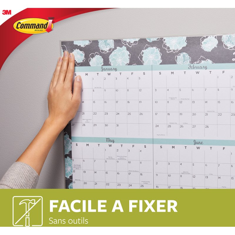 Languettes adhésives Command 3M pour posters - Blister de 12
