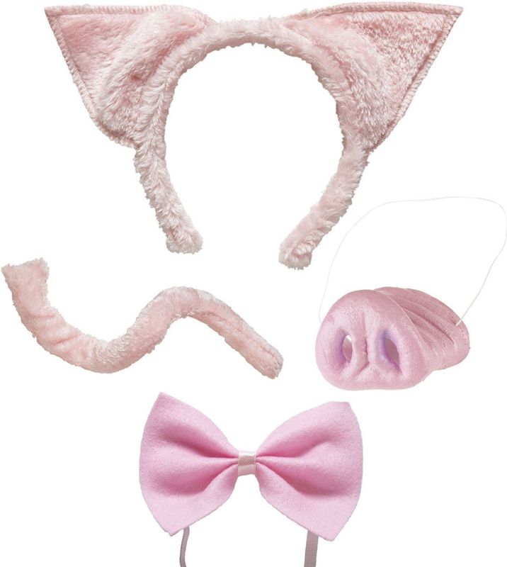 Kostuumaccessoires - Varken Set - Oren Neus Strik Staart - 100% Polyester