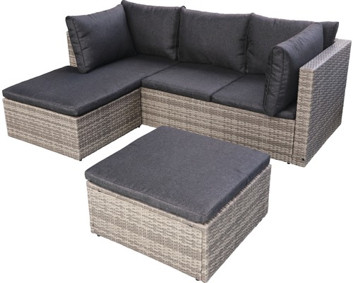 Garden Place Relax 5-zits 2-delige tuinmeubelset inclusief zitkussens, aluminium, polyrotan, tweekleurig licht- en donkergrijs