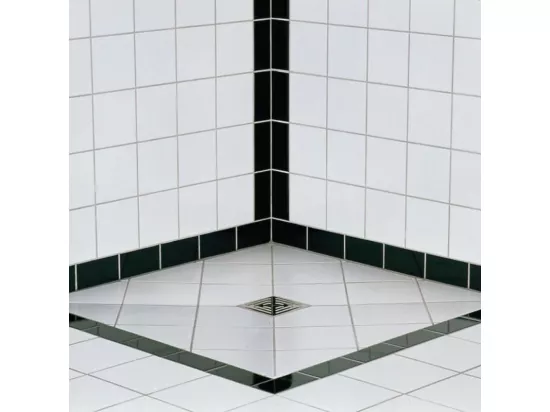 Receveur de douche à carreler 150 x 150 WEDI Fundo Primo carré écoulement centrée + bonde horizontale + kit d'étanchéité