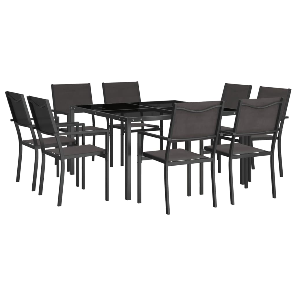 Mobilier de salle à manger d'extérieur 9 pièces acier