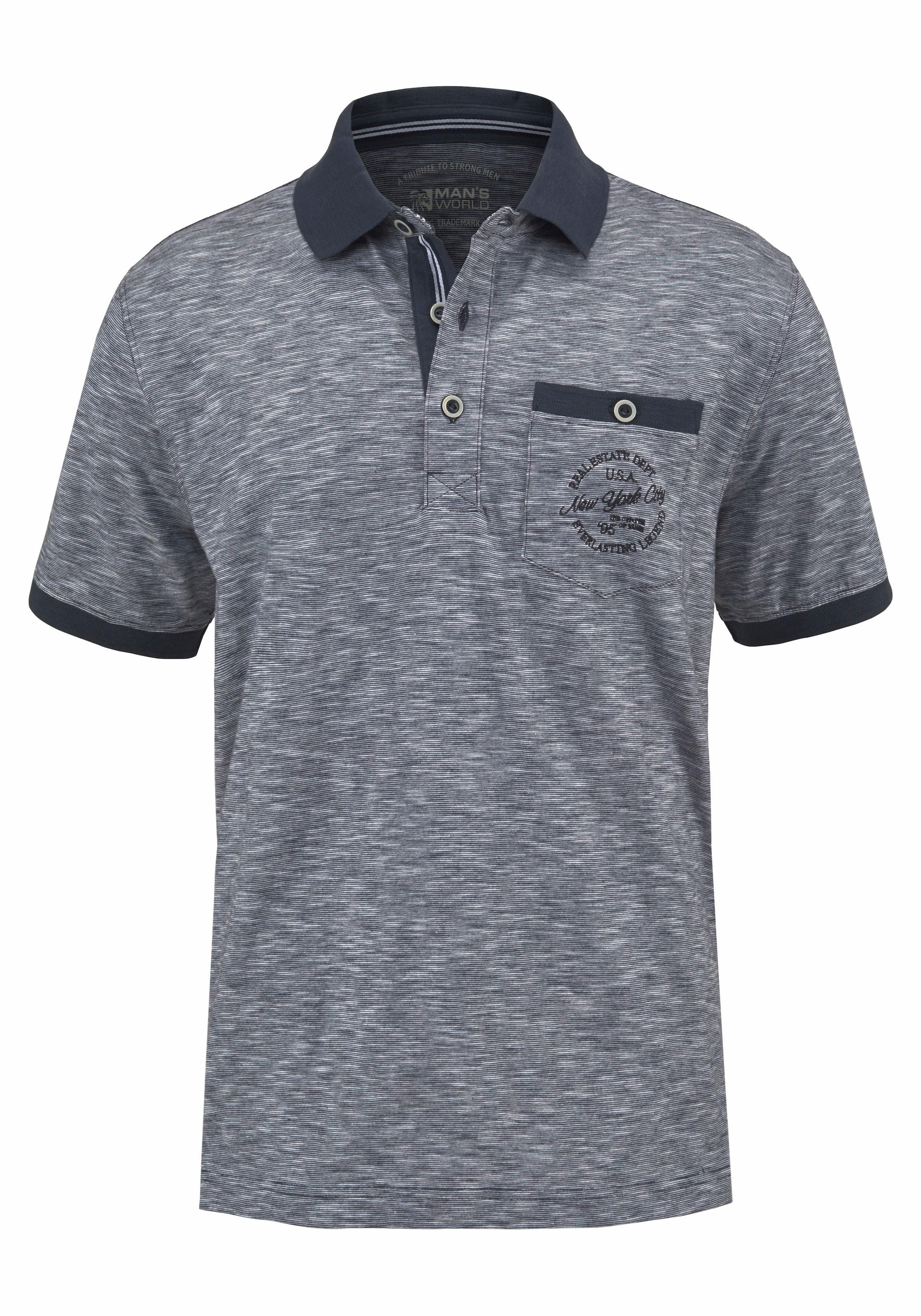 Man's World Poloshirt Kurzarm,  Regular Fit,  melierte Struktur,  Rundhalsausschnitt