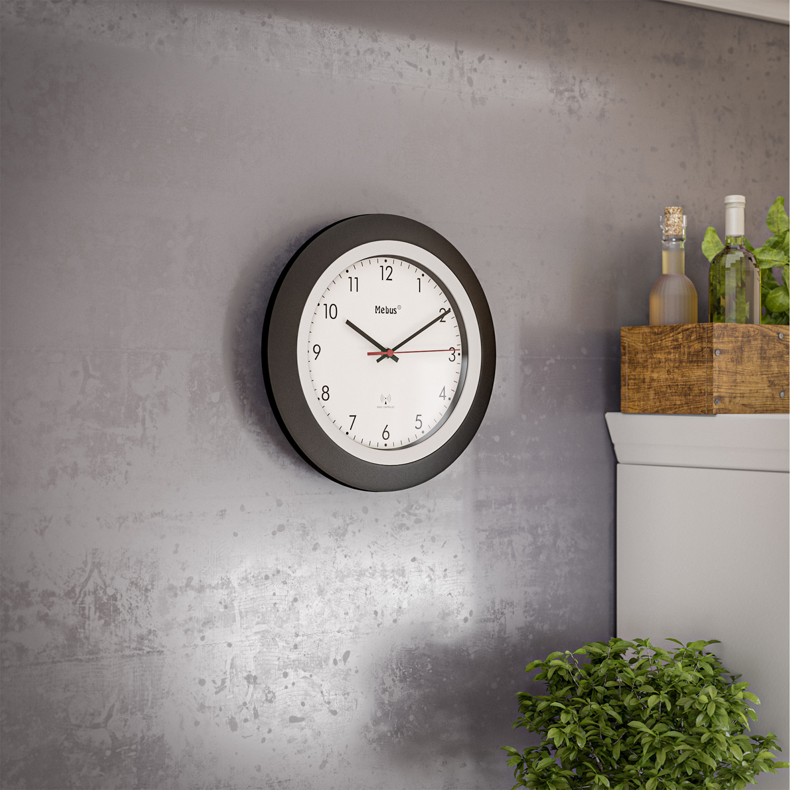 Funk-Wanduhr - schwarz - Ø 30 cm