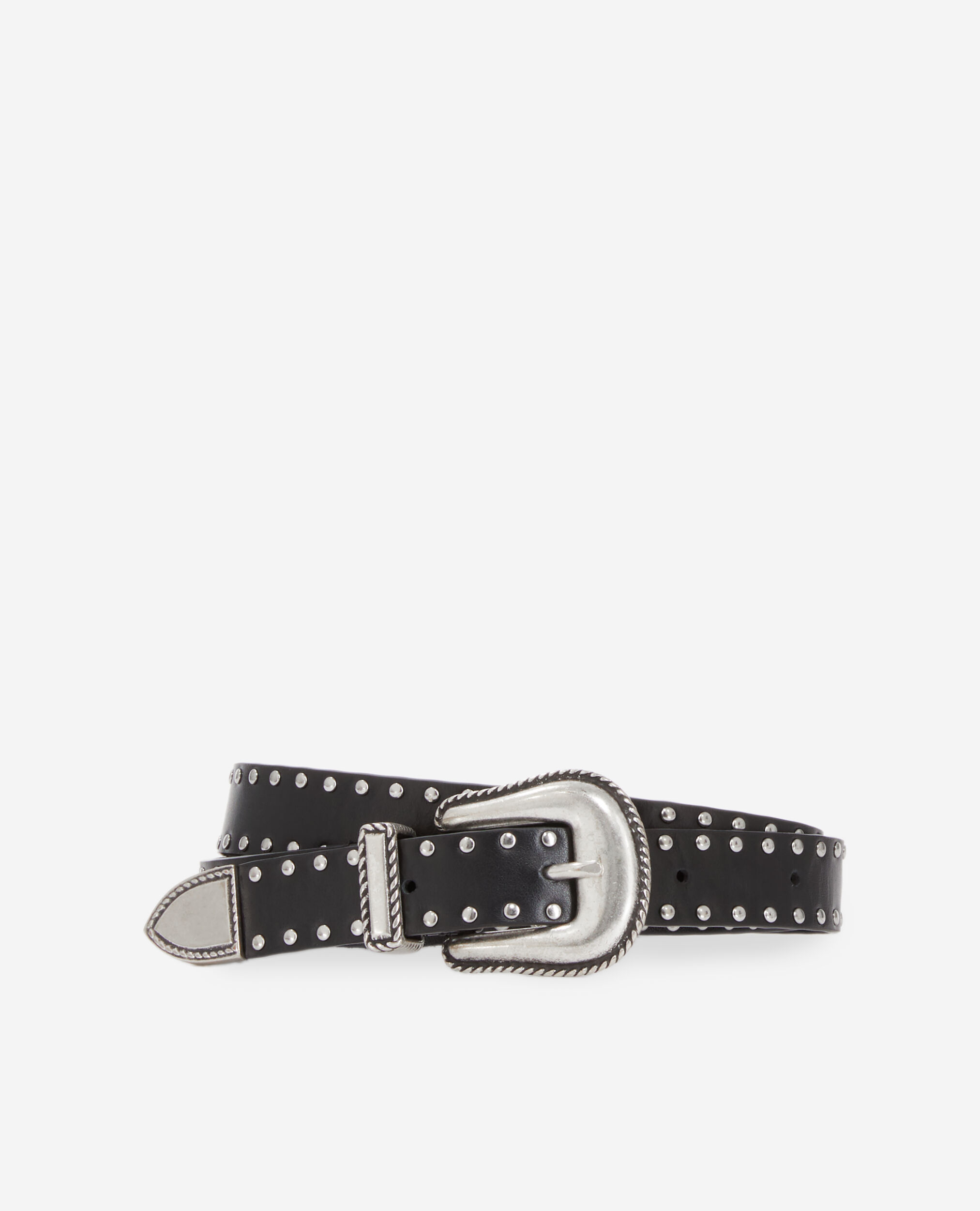 Ceinture en cuir noir avec clous