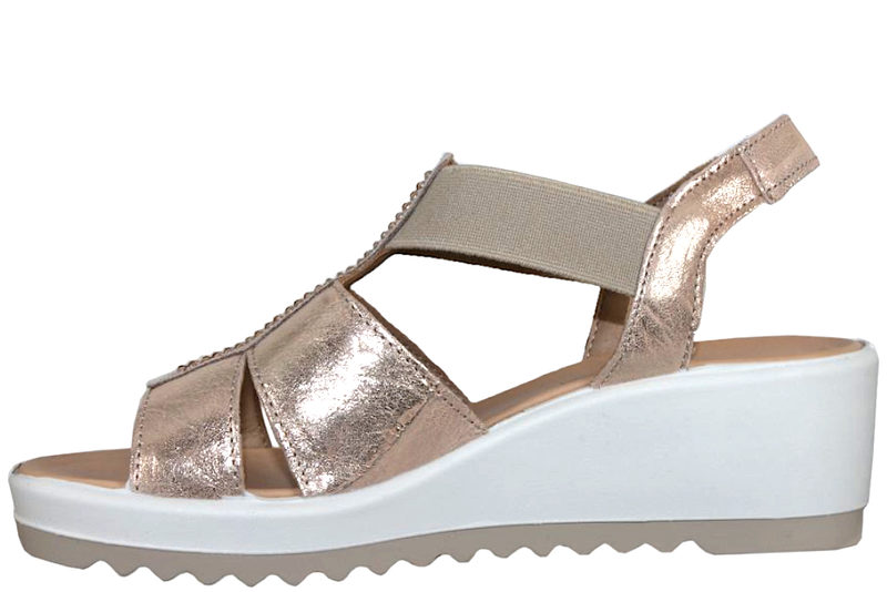 IMAC SANDAL I BEIGE GLAT SKIND MED GULDPRÆGNING
