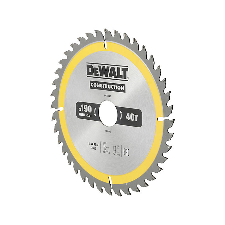 Lame scie circulaire construction TCT 190 x30 40T DeWalt