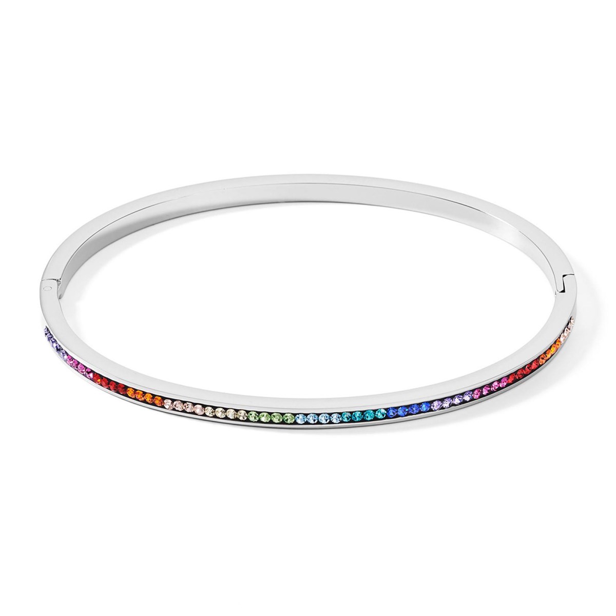 Bracelet jonc Coeur de Lion acier cristauxmulticolores M