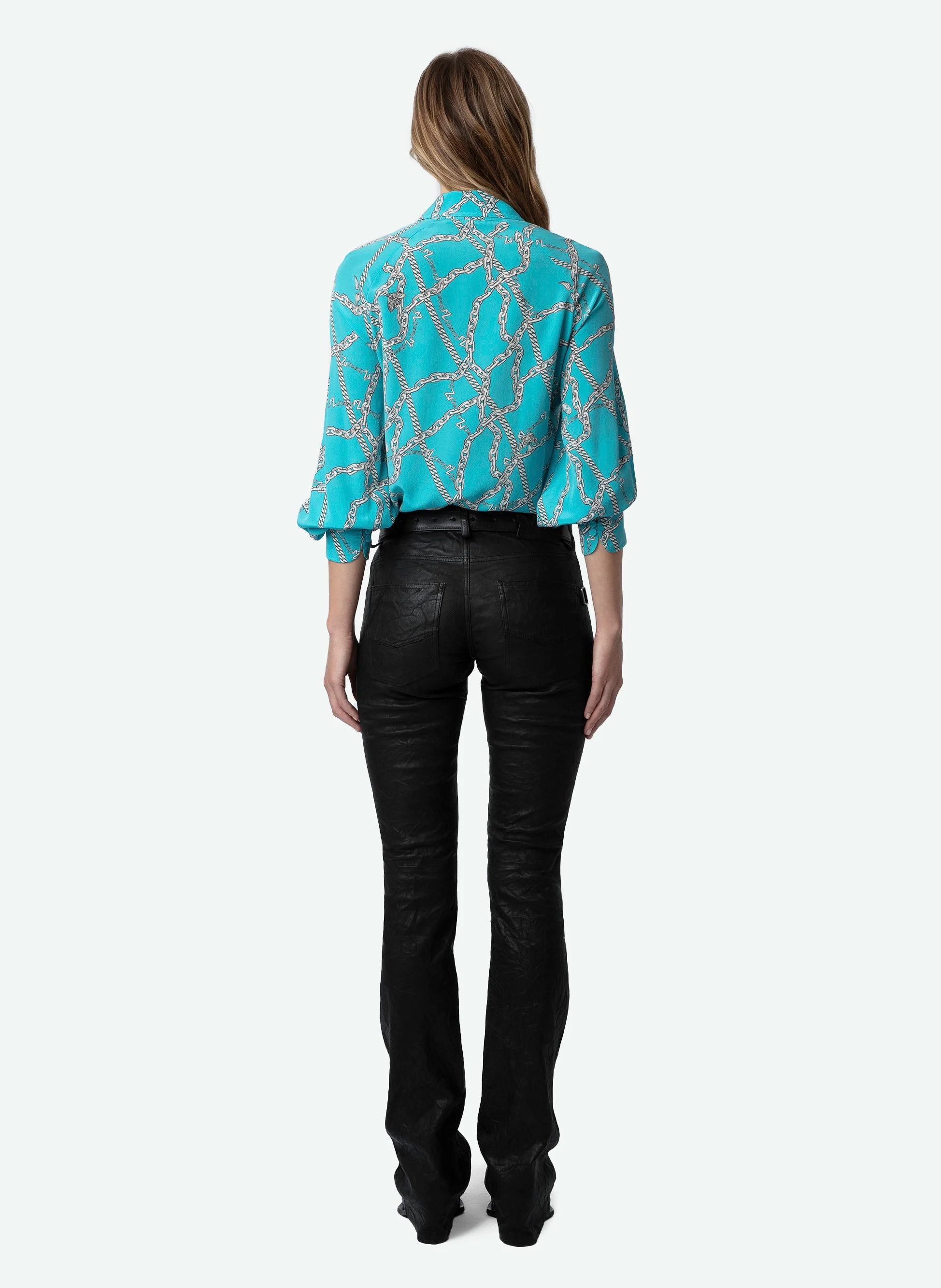 TUILE - Blouse imprimée en soie | Bleu