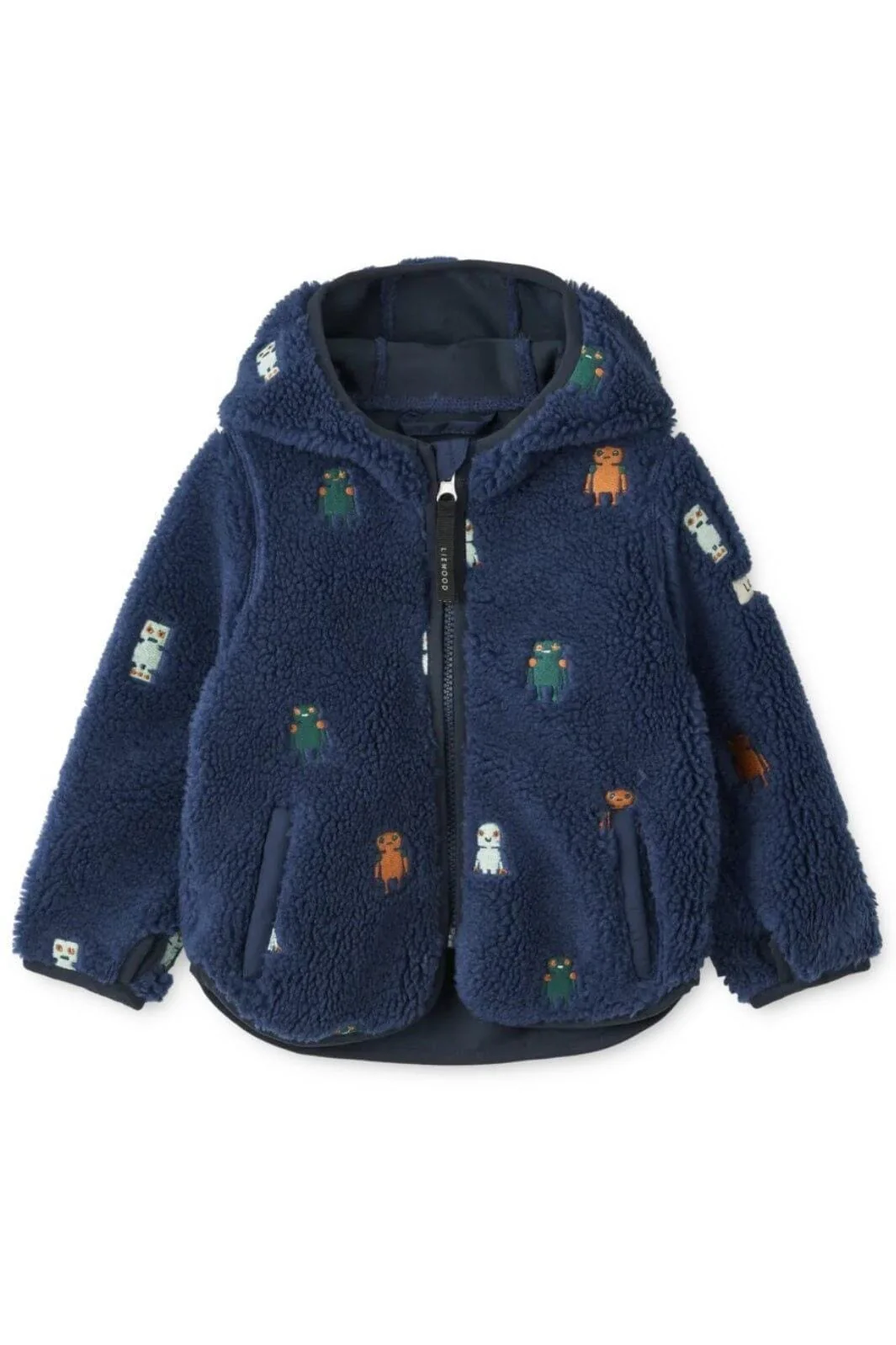 Liewood Mara Pile Jacket With Ears robots indigo blue