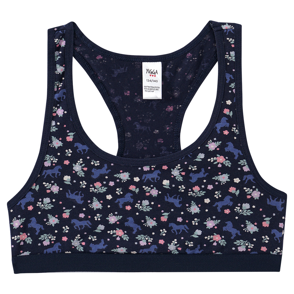 Yigga 2 Mädchen Bustiers mit Pferde-Motiven dunkelblau / pink