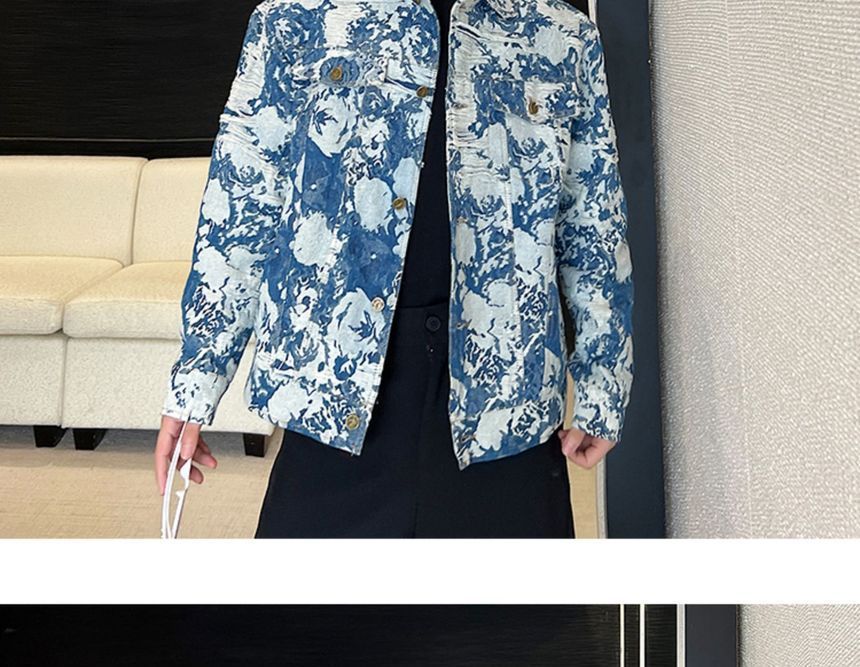 Freehop - Bloemen denim jack