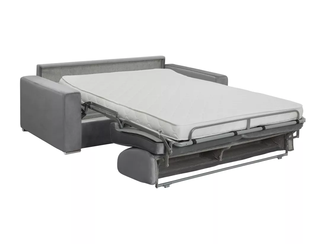 Canapé 4 places convertible express en velours anthracite - Couchage 160 cm - Matelas 14 cm CALITO