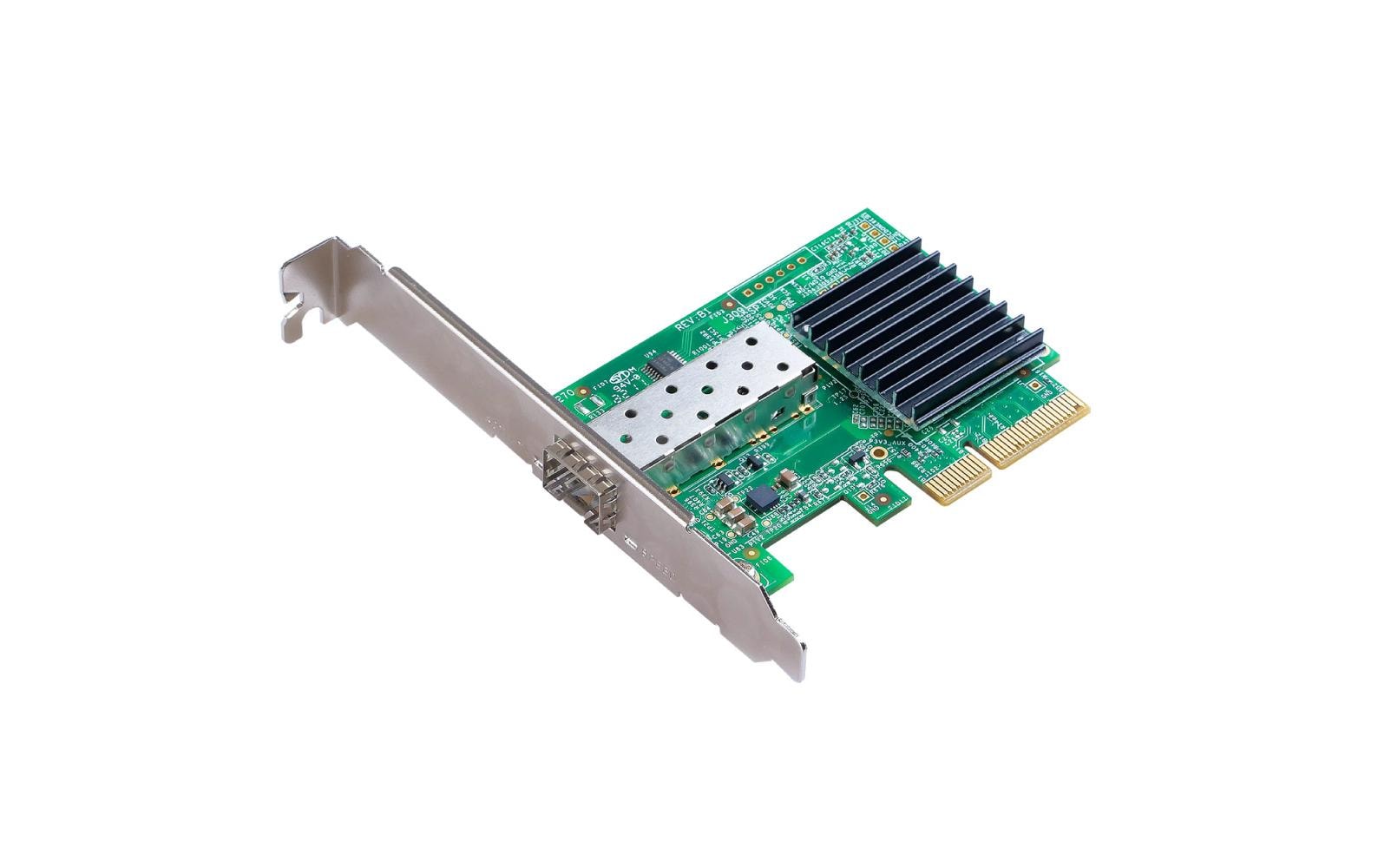 EN-9320SFP+ V2 PCI-Express x4<br>Edimax EN-9320SFP+, Eingebaut, Kabelgebunden, PCIe, Faser, 10000 Mbps, Grün, Silber