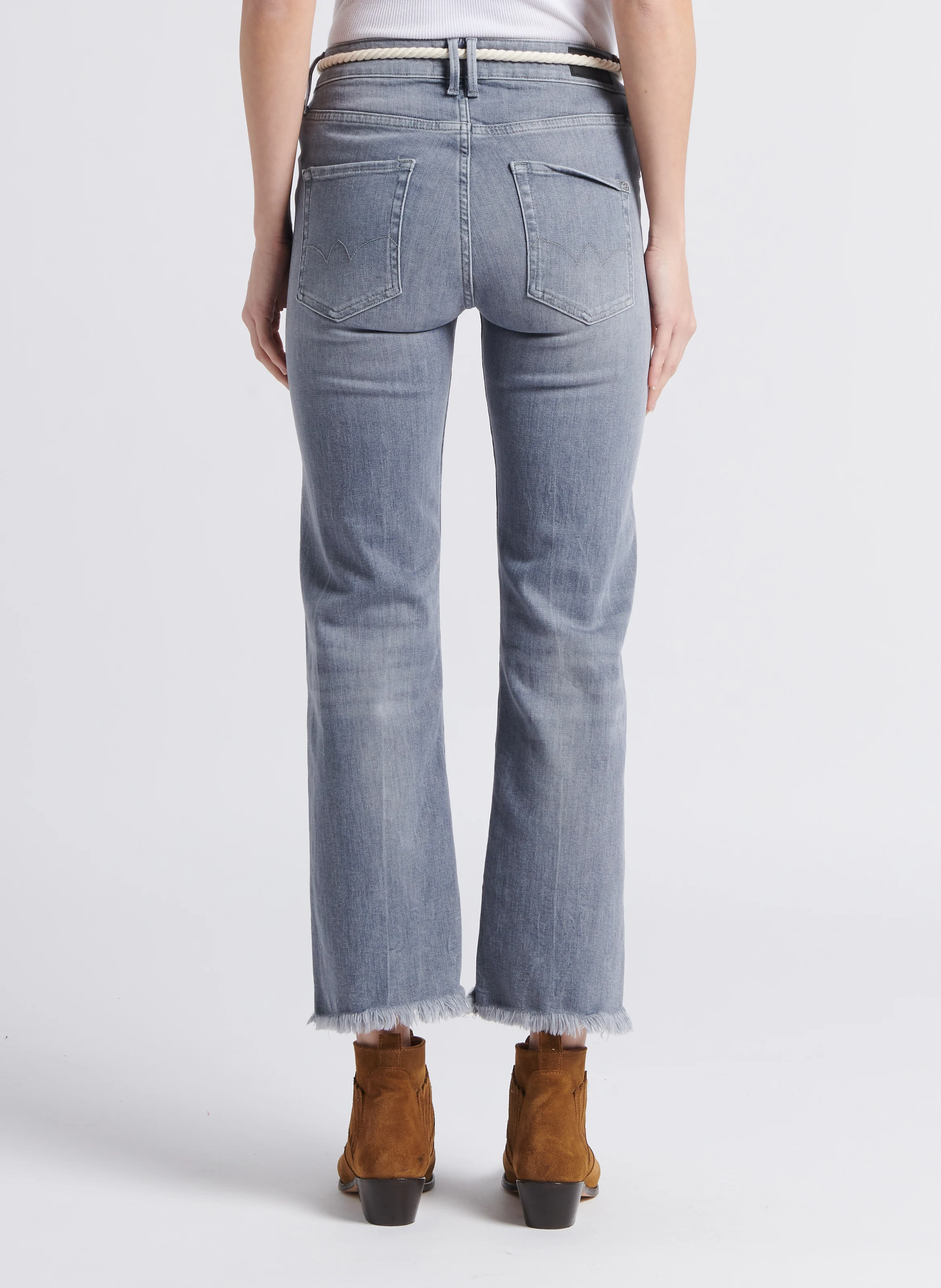 PRICILIA - Jean droit taille haute| Gris