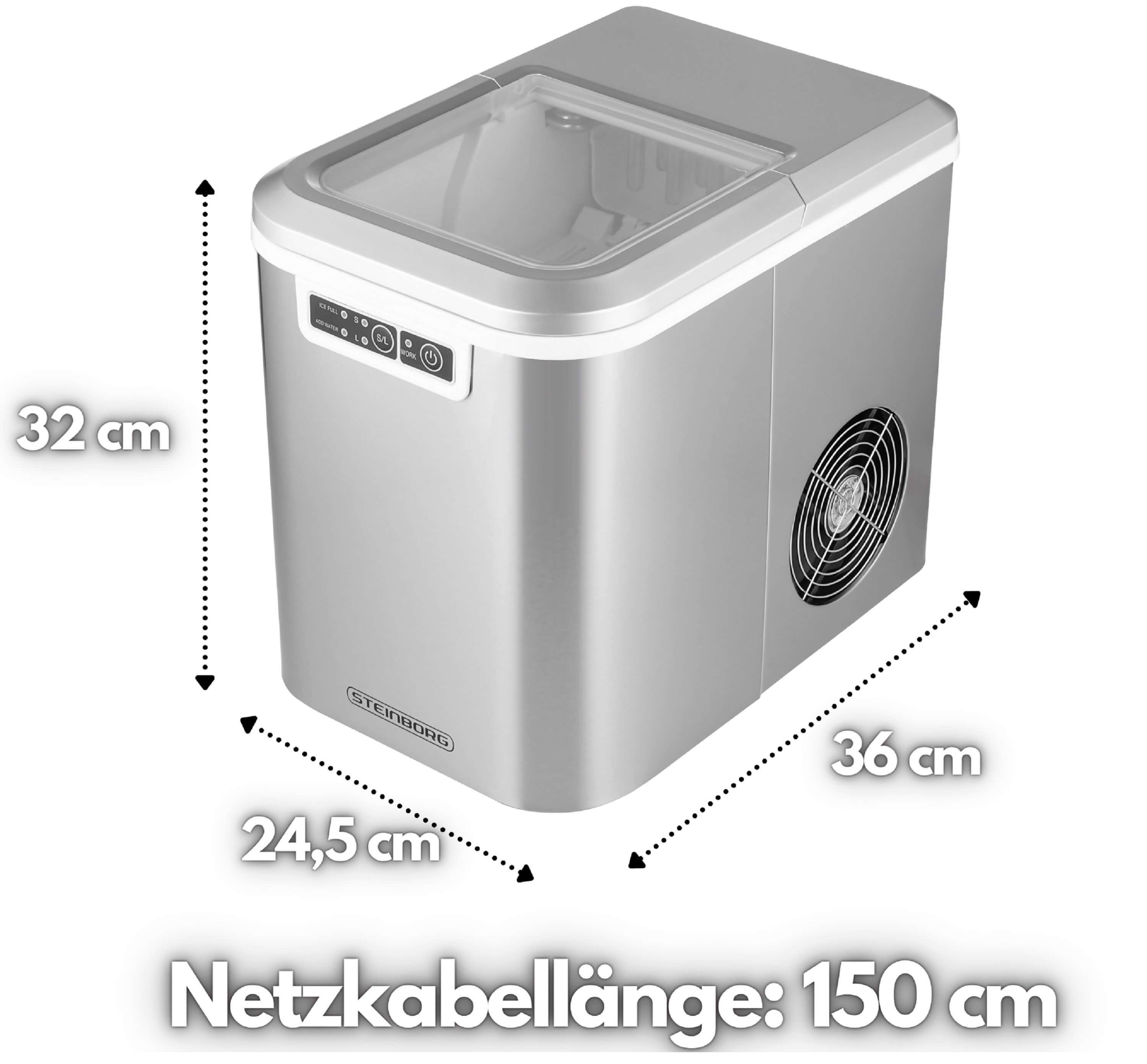Steinborg Eiswürfelmaschine Ice Cube Maker 2.2 Liter Fassungsvermögen