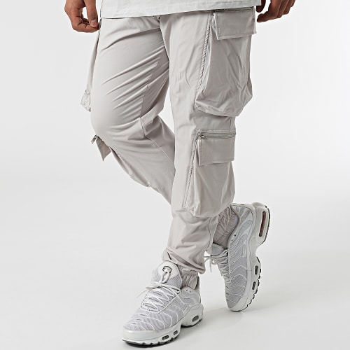 Ensemble Tee Shirt A Poche Poitrine Et Jogger Pant LL655 Gris Clair