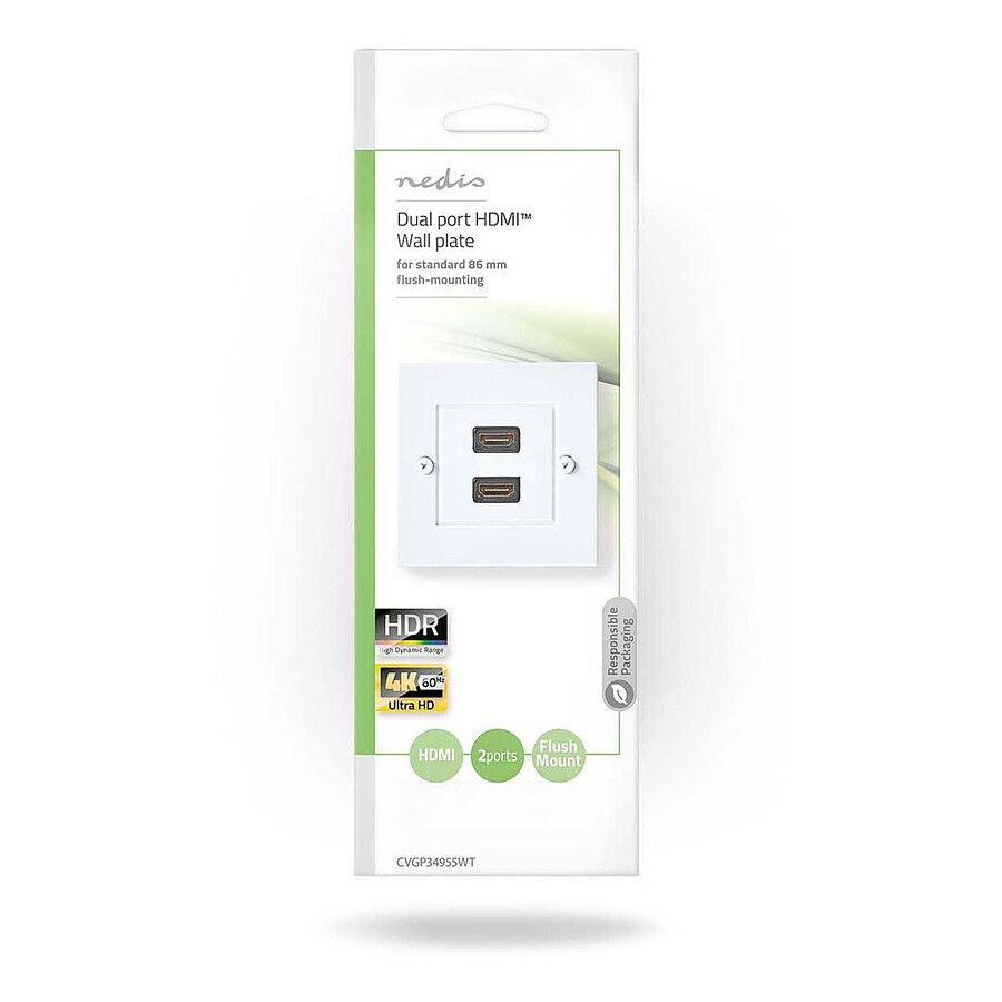 Nedis Boîtier de montage mural à double port HDMI (montage encastré)
