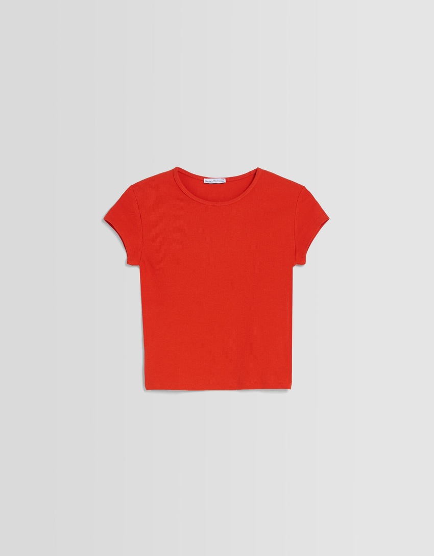Camiseta canelada de manga curta