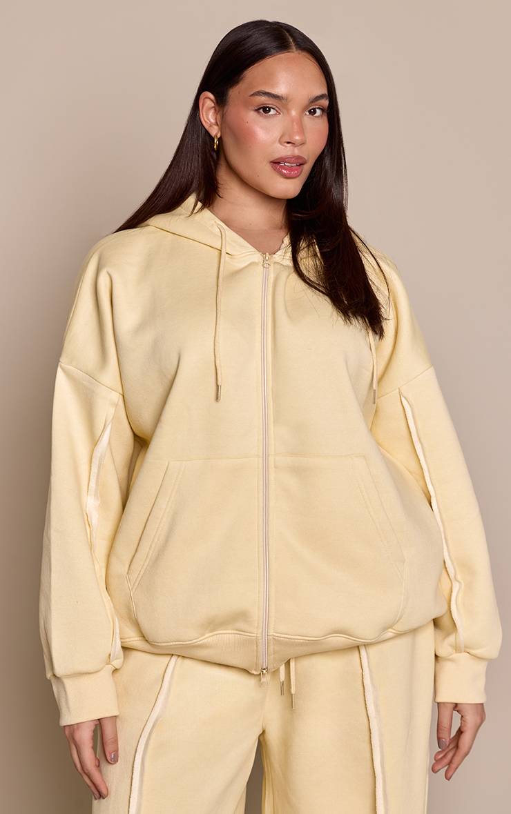 Butter Yellow Sweat À Casynthétiqueche Oversize Grande Taille Avec Fermeture Zippée Et Détails De Coutures