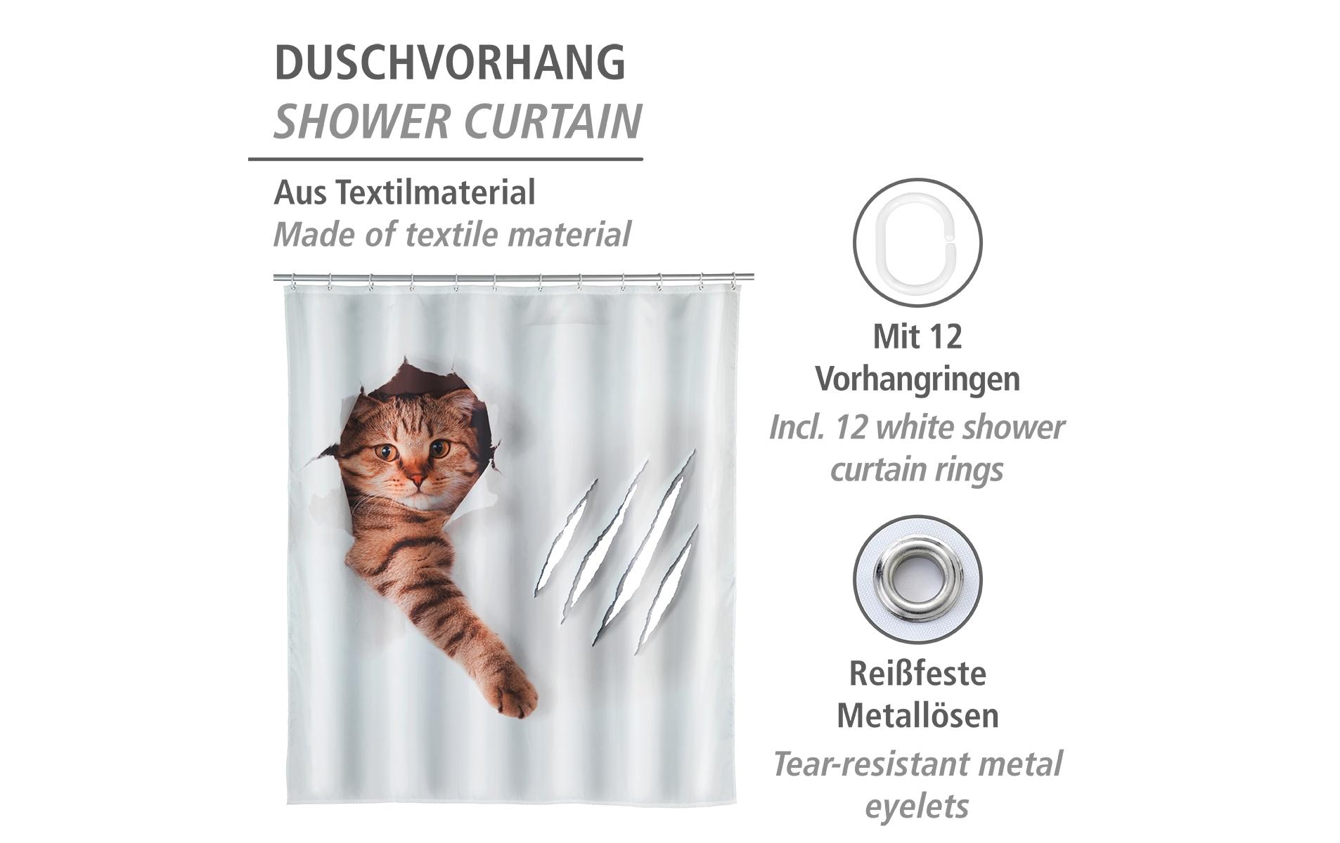 Duschvorhang Cute Cat 180 x 200 cmPflegeleichter Badevorhang