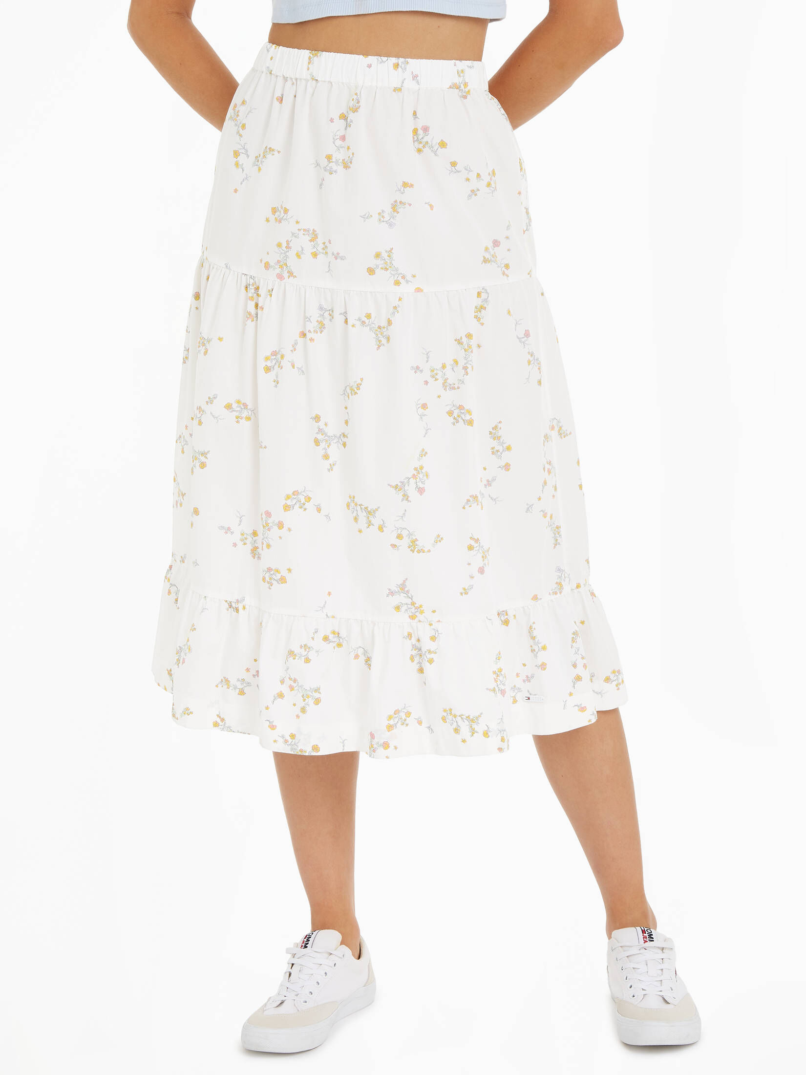 Tommy Jeans| Damen Rock TJW POPLIN TIERED MIDI SKIRT