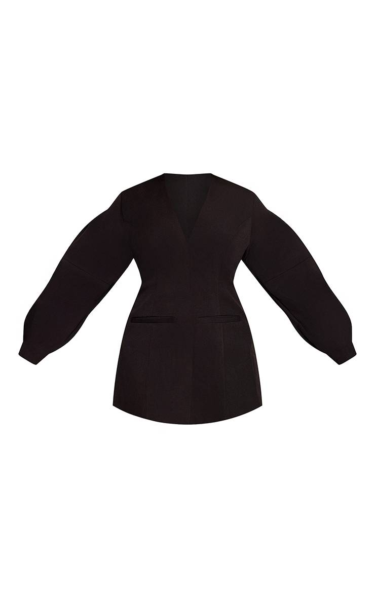 Noir Robe Blazer À Manches Ballon Grande Taille