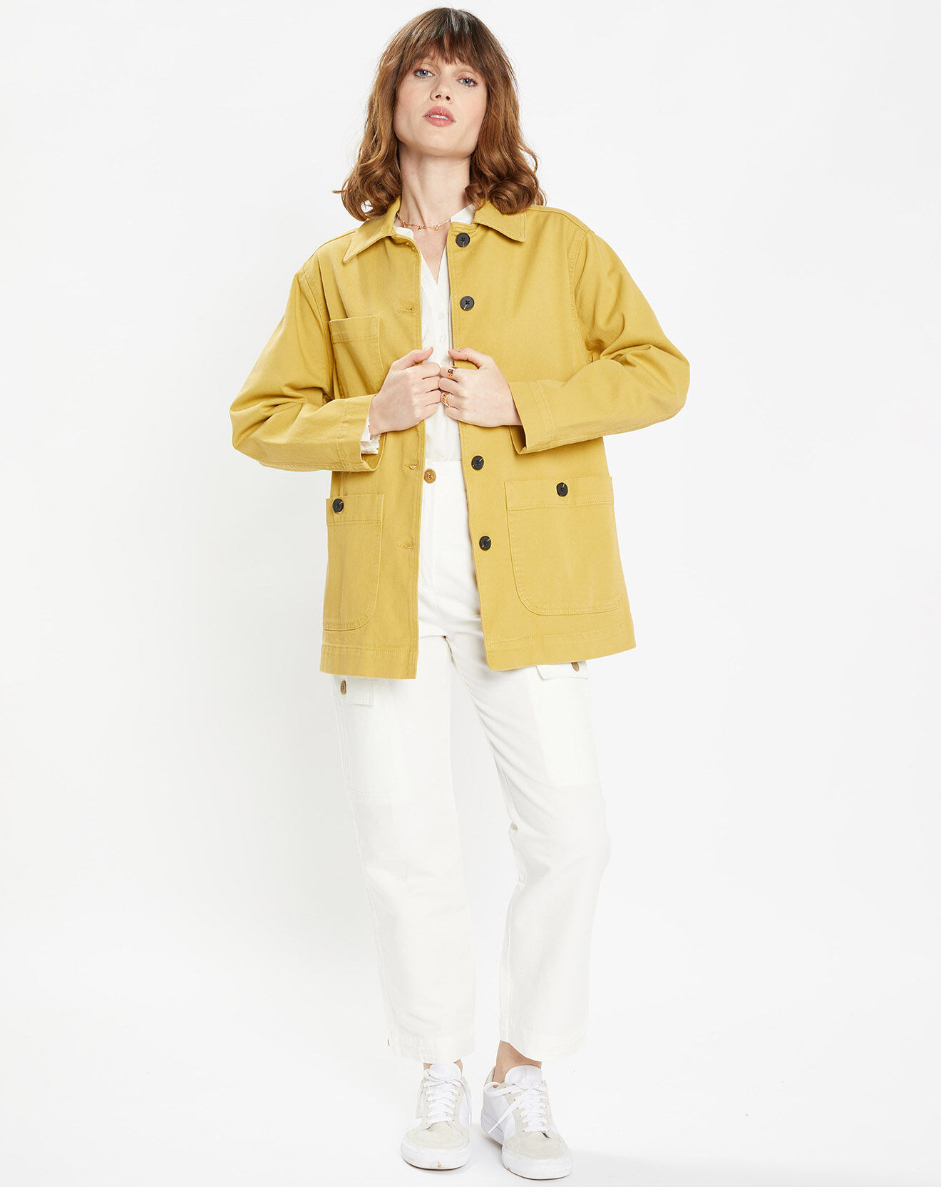 Galeries Lafayette Veste en Twill Loom kaki clair