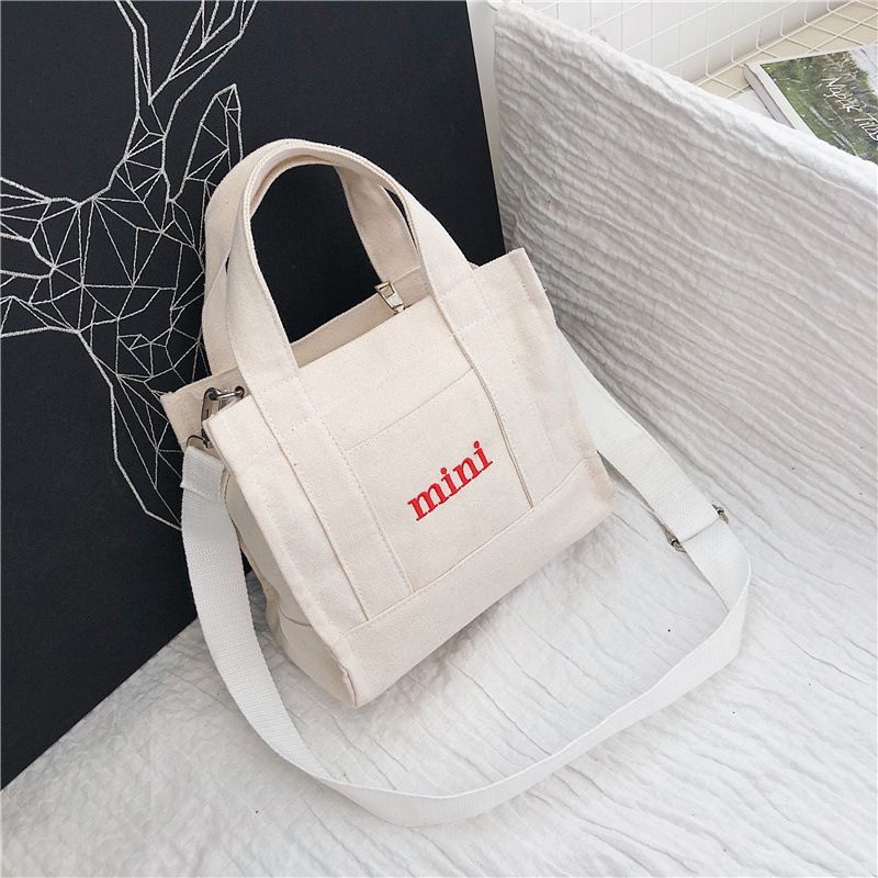 Mayanne - Mini-belettering geborduurde canvas draagtas
