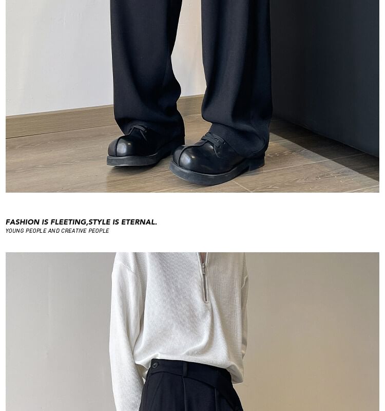 AXEN - Mid Rise Plain Straight Leg Dress Pants